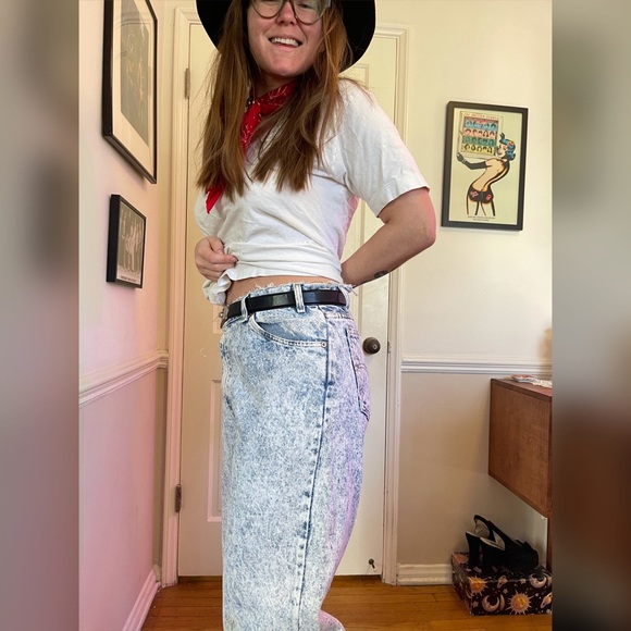 80-90s Vintage Orange Tab Acid Wash Levi’s 575 100% Cotton Jeans - Picture 5 of 14